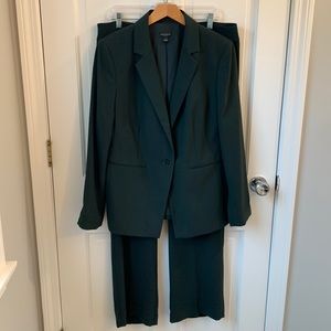 Ann Taylor Factory NWOT dark green suit.  Jacket sz 12, pants sz 14